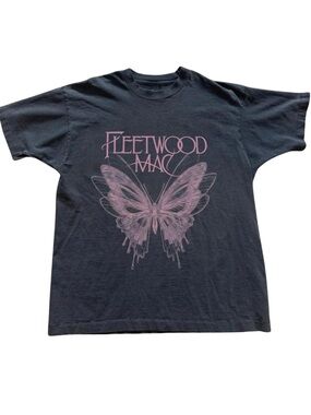 Gildan Fleetwood Black Tee with Pink Butterfly Graphic